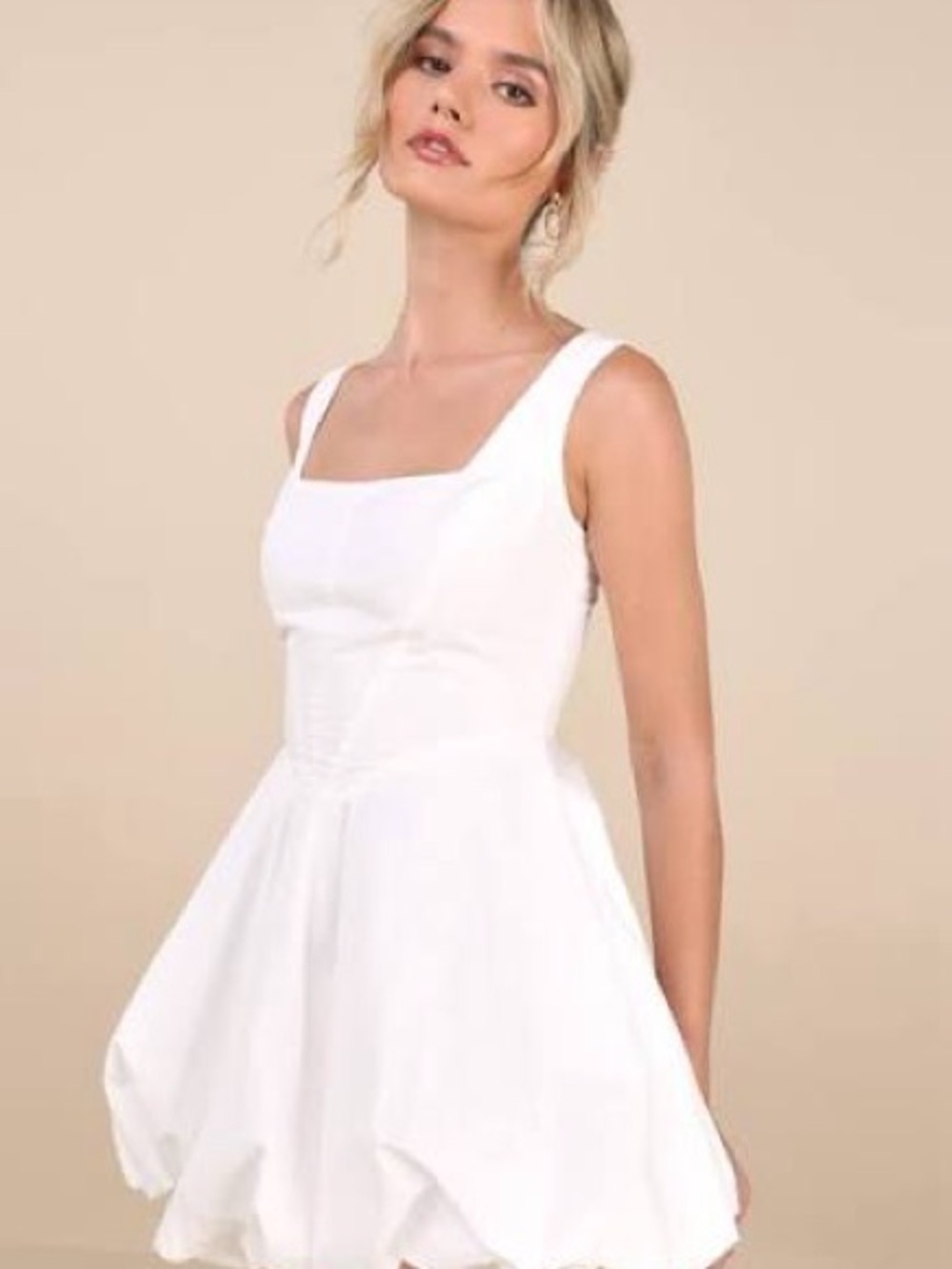 Lulu's White Square-Neck Mini Fit & Flare Dress